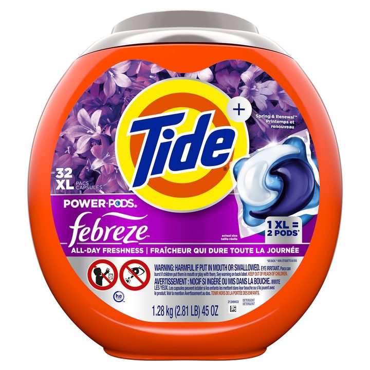 Tide Power Pods with Febreze Laundry Detergent Pacs, 32 Count, Spring and Renewal Scent, All-Day Freshness, laundry soap detergent pacs — view 2