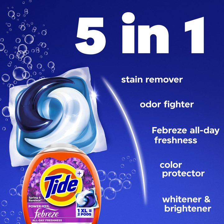 Tide Power Pods with Febreze Laundry Detergent Pacs, 32 Count, Spring and Renewal Scent, All-Day Freshness, laundry soap detergent pacs — view 4