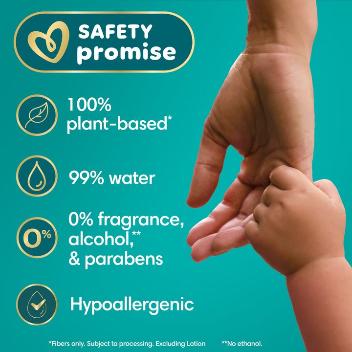 Pampers Ultraclean Baby Wipes (Previously 'Free & Gentle'), 99% Water, Hypoallergenic, Unscented, 100% Plant Based, Plastic-Free Baby Wipes, 156 Baby Wipes Total (2X Flip-Top Packs) — view 3