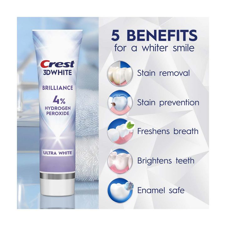 Crest 3D White Brilliance Pro Ultra White Teeth Whitening Toothpaste, 3.8 oz — view 4
