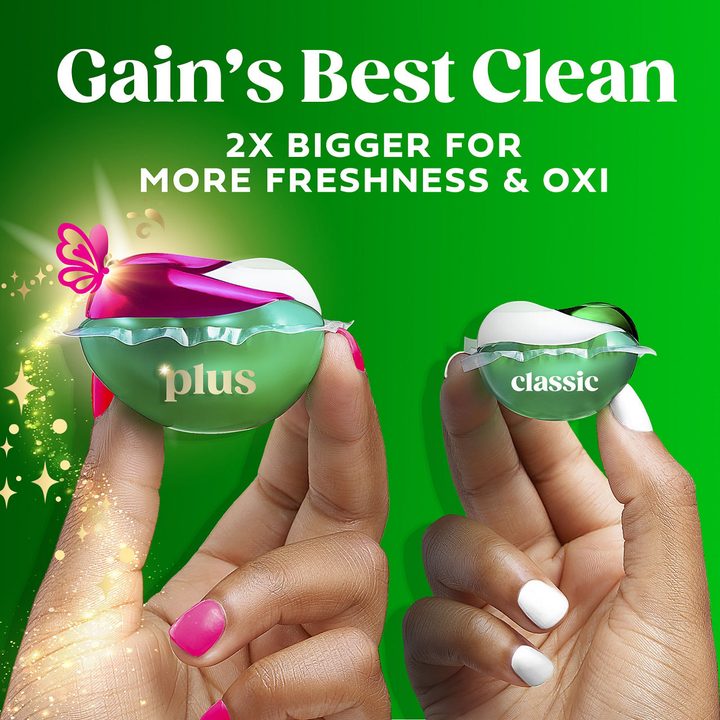 Gain Plus Flings Liquid Washing Detergent pacs, Gain's Best Clean, All-In-One, Happy Hibiscus Scent, 45-Count tub — view 3