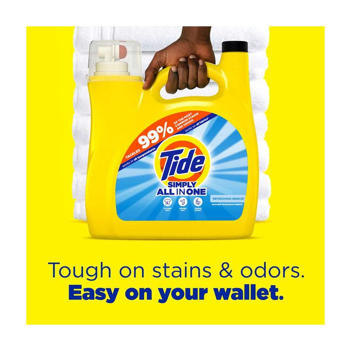 Tide Simply All-In-One Liquid Laundry Detergent, Refreshing Breeze Scent, 89 Loads, 117 fl oz — view 2