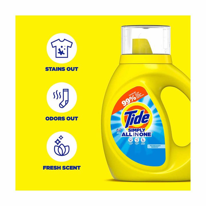 Tide Simply All-In-One Liquid Laundry Detergent, Refreshing Breeze Scent, 24 Loads, 32 fl oz — view 4