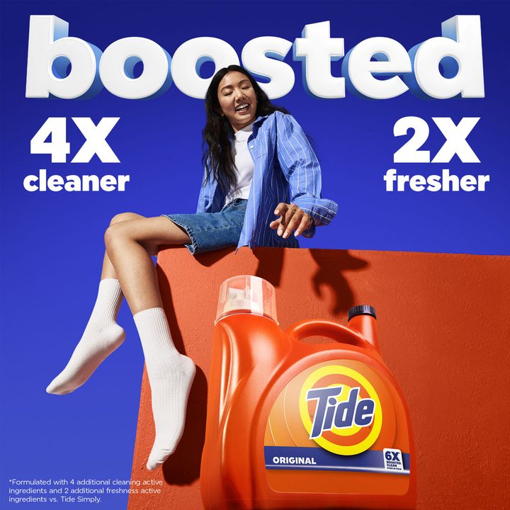 Tide Liquid Laundry Detergent, Original Scent, 100 Loads, 125 fl oz, Boosted Clean even in cold water, laundry soap, concentrated liquid detergent — view 2