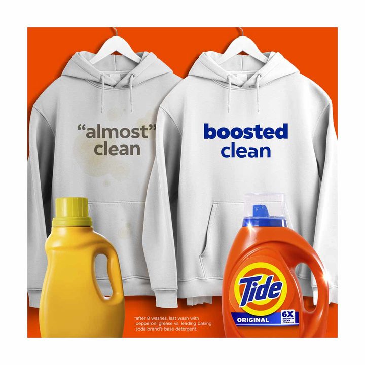 Tide Liquid Laundry Detergent, Original Scent, 80 Loads, 100 fl oz, Boosted Clean even in cold water, laundry soap, concentrated liquid detergent — view 4