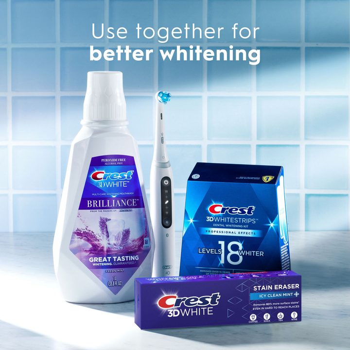 Crest 3D White Stain Eraser Teeth Whitening Toothpaste, Stain Eraser Icy Clean Mint, 3.8 oz, Pack of 2 — view 4