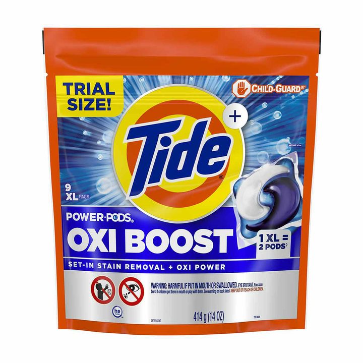 Tide Oxi Boost Power PODS Laundry Detergent Pacs, 9 Count, Set-In Stain Removal + Oxi Power, laundry soap detergent pacs — view 4