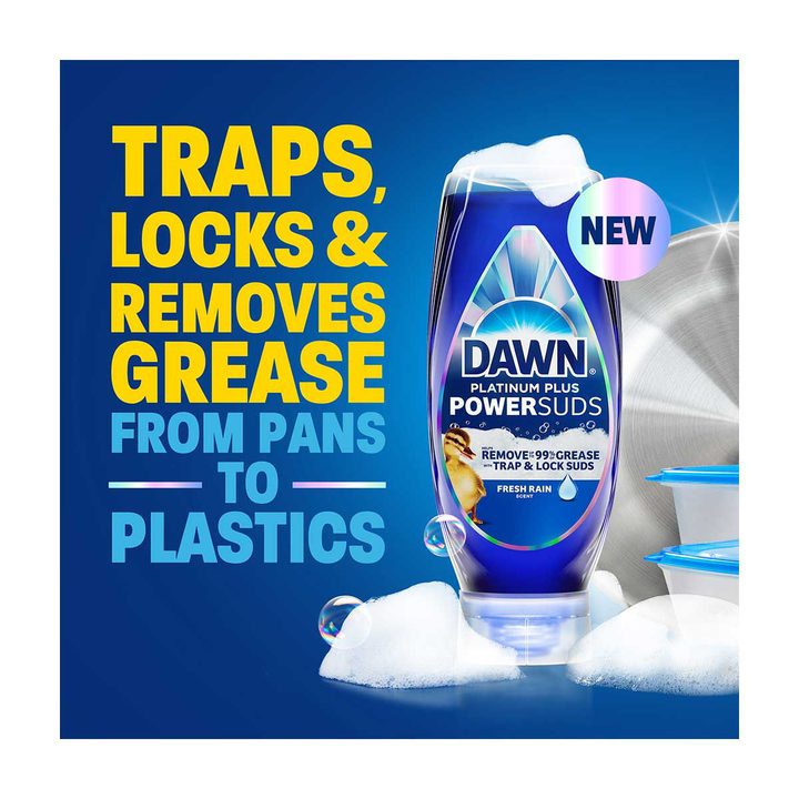 Dawn Platinum Plus PowerSuds Dish Soap, Fresh Rain, 21.6 fl oz — view 2