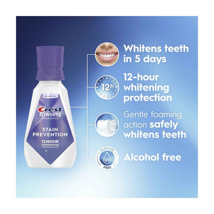 Crest 3D White Brilliance Stain Prevention Mouthwash, Mint, 473 mL — view 2