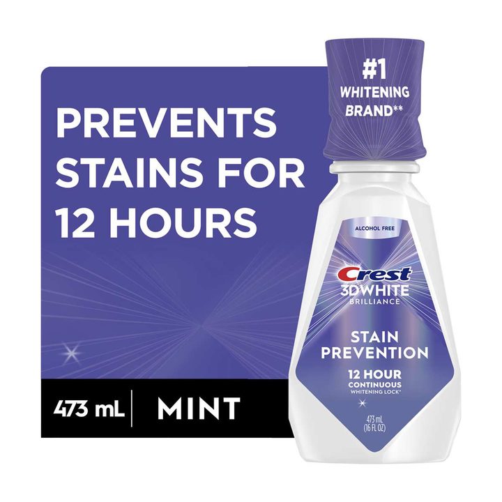 Crest 3D White Brilliance Stain Prevention Mouthwash, Mint, 473 mL — view 3