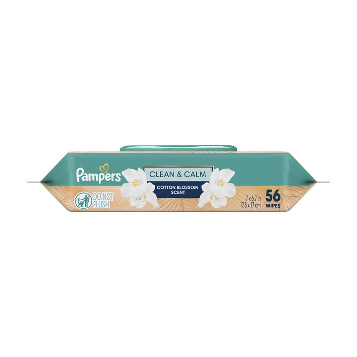 Pampers Wipes, Clean & Calm, Cotton Blossom Scent, 56 Wipes Total (1X Pop-Top Packs) — view 3