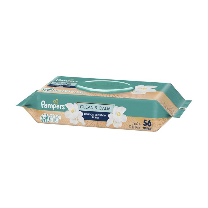 Pampers Wipes, Clean & Calm, Cotton Blossom Scent, 56 Wipes Total (1X Pop-Top Packs) — view 4