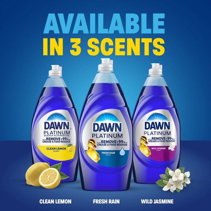 Dawn Platinum Dish Soap, Dishwashing Liquid, Tough Grease Removal, Fresh Rain, 16.4oz — view 2