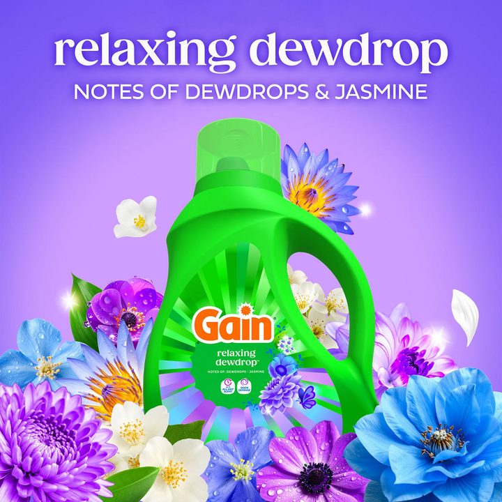 Gain Liquid Laundry Detergent, Now with Odor Defense, Relaxing Dewdrop Scent, 81 fl oz, 61 Loads — view 4