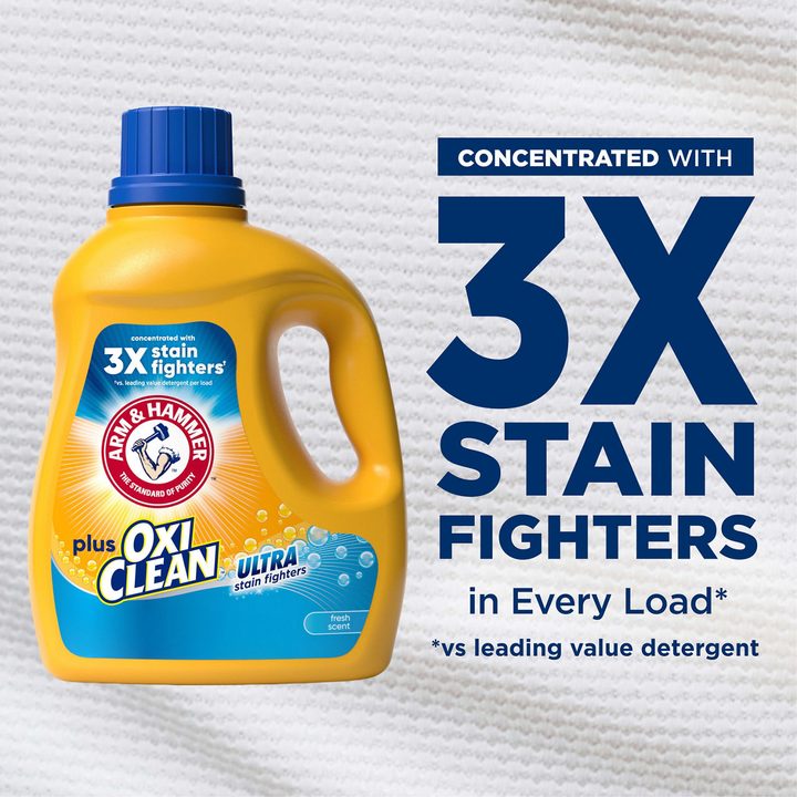 ARM & HAMMER Plus OxiClean Ultra Stain Fighters Liquid Laundry Detergent, Stain Remover for Clothes, Fresh Scent, 35 Loads, 45.5 Fl Oz — view 4