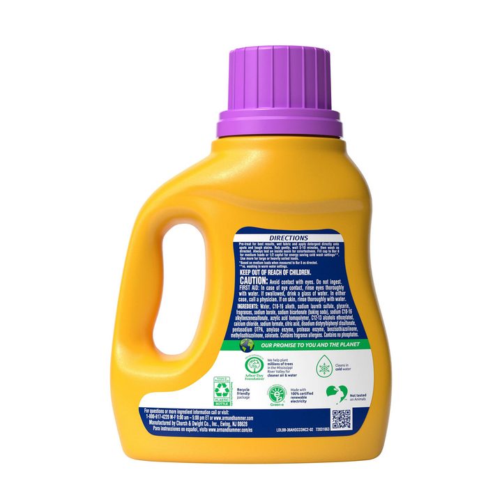 ARM & HAMMER Plus OxiClean with Odor Blasters Liquid Laundry Detergent, Laundry Odor Remover, Attacks Stains, Fresh Burst Scent, 25 Loads, 32.5 Fl Oz — view 2
