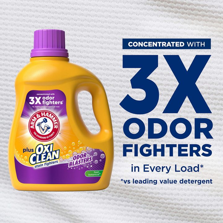 ARM & HAMMER Plus OxiClean with Odor Blasters Liquid Laundry Detergent, Laundry Odor Remover, Attacks Stains, Fresh Botanical Scent, 35 Loads, 45.5 Fl Oz — view 4