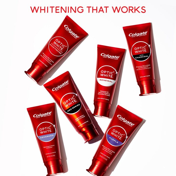 Colgate Optic White Stain Fighter Teeth Whitening Toothpaste Pack, Clean Mint Paste, 2 Pack, 4.2 oz — view 4