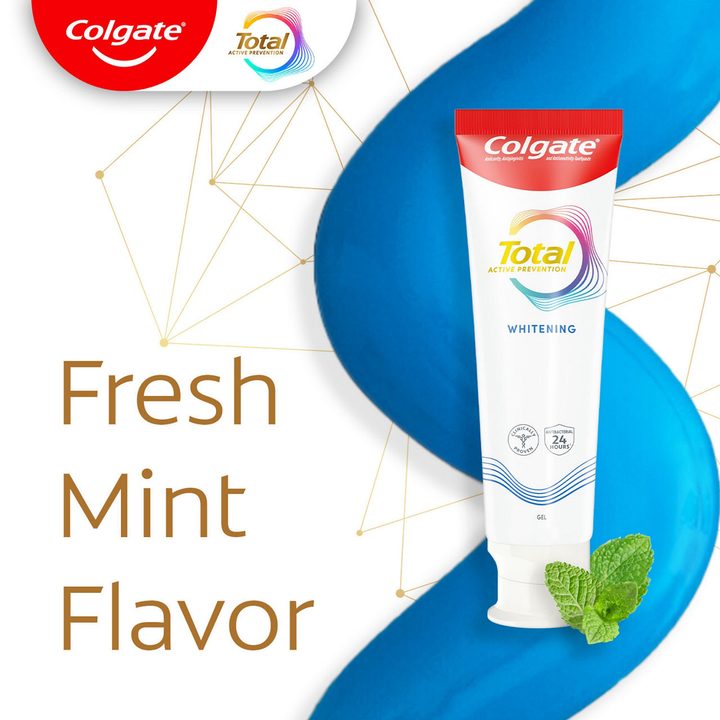Colgate Total Active Prevention Whitening Gel Toothpaste, Mint, 3.3 oz — view 2