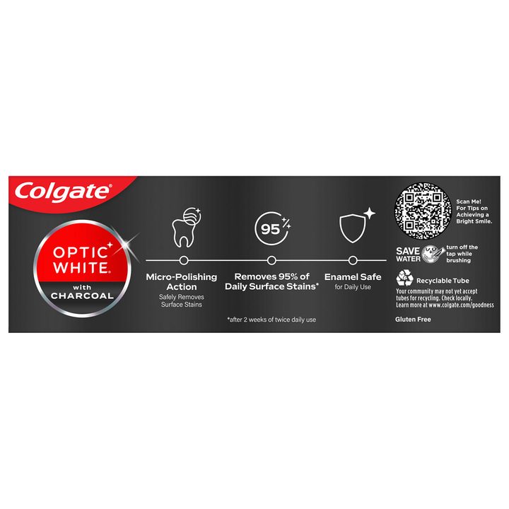 Colgate Optic White Whitening Toothpaste with Charcoal, Cool Mint, 4.2 oz — view 2
