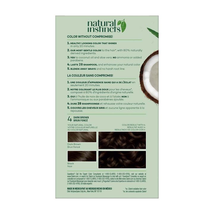 Clairol Natural Instincts Hair Color Kit, 4 Dark Brown — view 3
