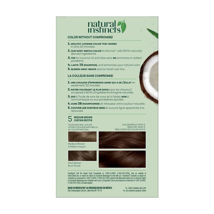 Clairol Natural Instincts Hair Color Kit, 5C Medium Brown — view 3