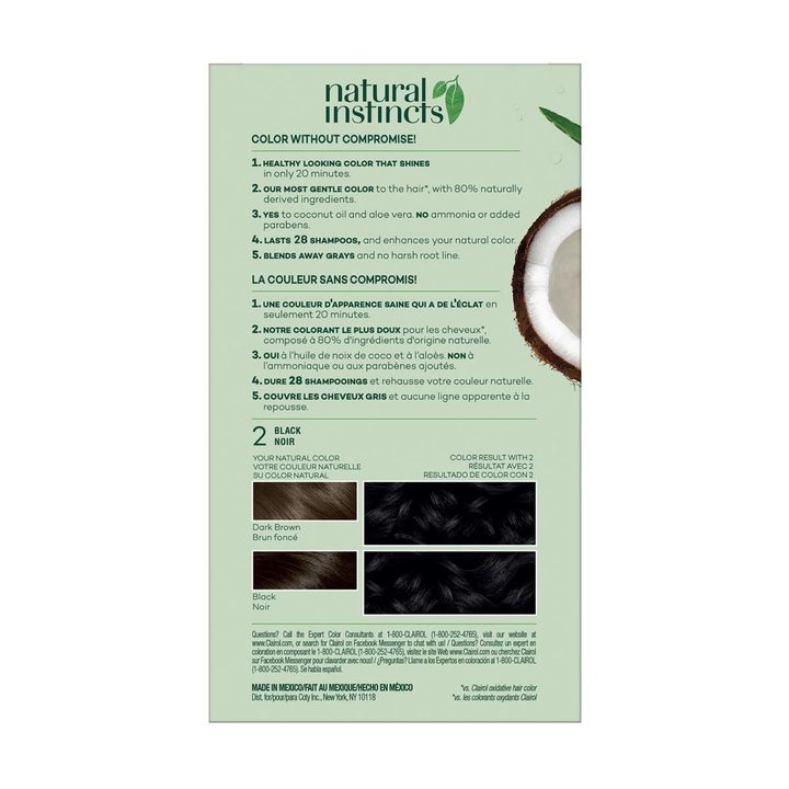 Clairol Natural Instincts Hair Color Kit, 2 Black — view 3