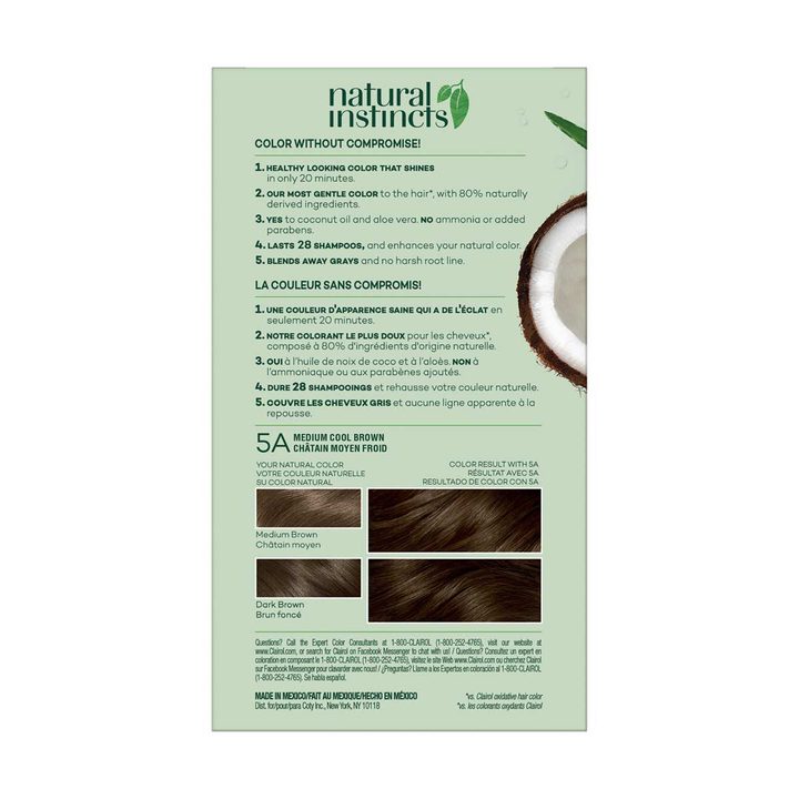 Clairol Natural Instincts Hair Color Kit, 5A Medium Cool Brown — view 3