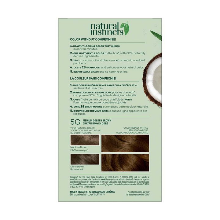 Clairol Natural Instincts Hair Color Kit, 5G Medium Golden Brown — view 3