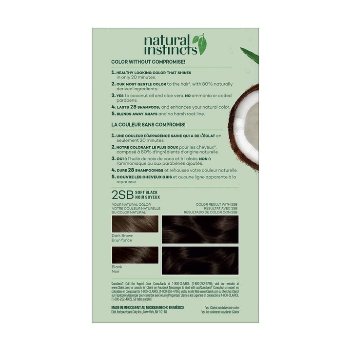 Clairol Natural Instincts Hair Color Kit, 2SB Soft Black — view 3