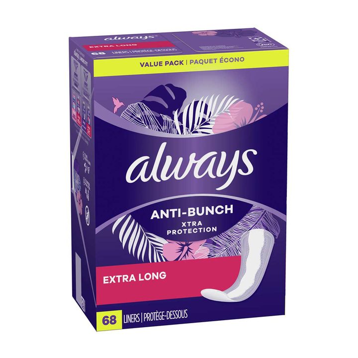 Always Anti-Bunch Xtra Protection Daily Liners, Extra Long, 68 ct — view 4