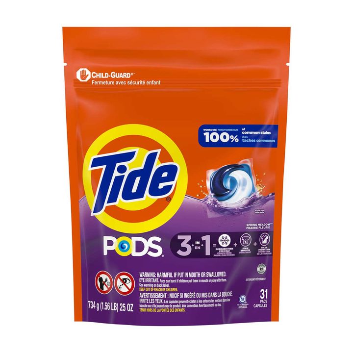 Tide PODs Laundry Detergent, 31 Count, Spring Meadow Scent, 3-in-1 Stain Remover, Odor Fighter, Color Protector, Concentrated Laundry Soap Pacs — view 2