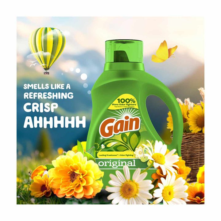Gain Liquid Laundry Detergent, Original Scent, 46 fl oz, 32 loads, Freshness + Odor Fighting, Laundry Detergent Liquid Soap, HE compatible — view 3