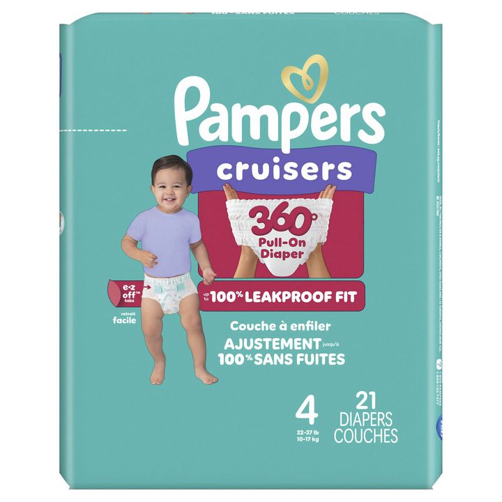 Pampers Diapers - Cruisers 360° - Size 4, 21 Count, up to 100% Leakproof Fit, Designed for Active Babies, Pull On Diaper, EZ Off Tabs Designed for Easy Changes — view 2