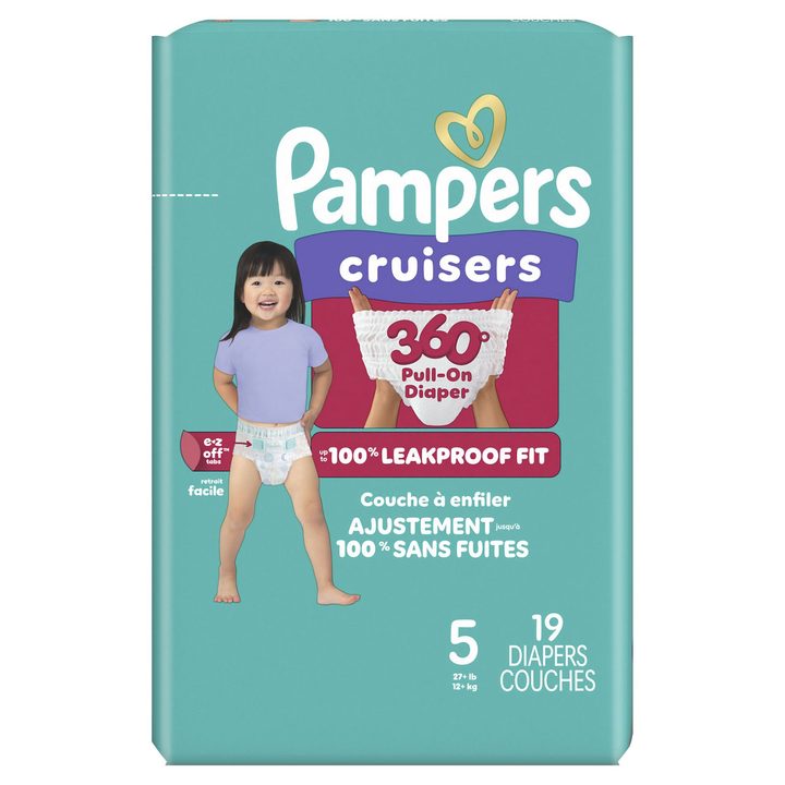 Pampers Diapers - Cruisers 360° - Size 5, 19 Count, up to 100% Leakproof Fit, Designed for Active Babies, Pull On Diaper, EZ Off Tabs Designed for Easy Changes — view 2