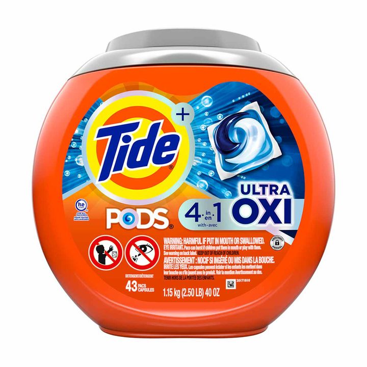 Tide 4-n-1 Ultra Oxi PODS Laundry Detergent Pacs, 43 Count, HE Compatible, Built in Pre-treater for Stains — view 2