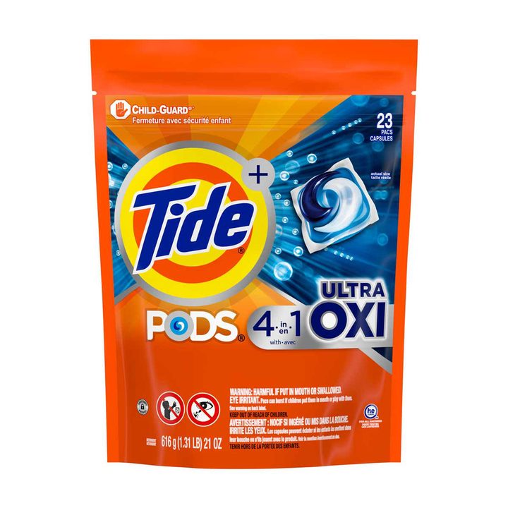 Tide 4-n-1 Ultra Oxi PODS Laundry Detergent Pacs, 23 Count, HE Compatible, Built in Pre-treater for Stains — view 2