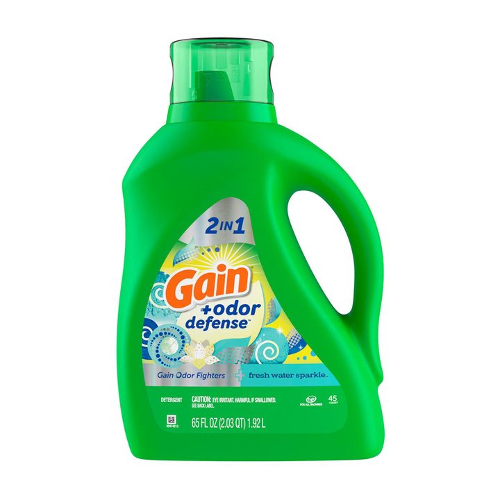 Gain + Odor Defense Liquid Laundry Detergent, Fresh Water Sparkle Scent, 45 Loads, HE Compatible — view 2