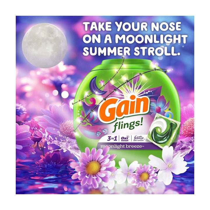 Gain Flings Laundry Detergent Pacs, Moonlight Breeze Scent, 14 ct — view 2