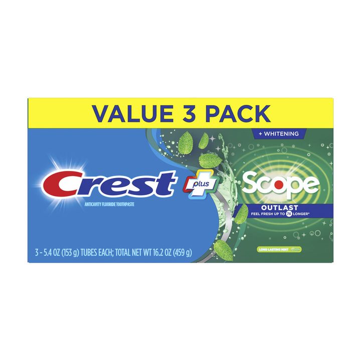 Crest Whitening Plus Scope Outlast Toothpaste, Long Lasting Mint, 5.4 oz Triple — view 2