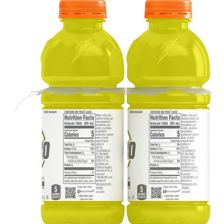 Gatorade Zero Zero Sugar Thirst Quencher Lemon Lime 20 Fl Oz, 8 Count — view 4