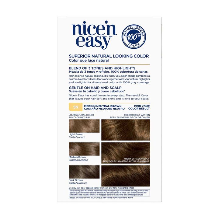 Clairol Nice'n Easy Permanent Hair Color Kit, 5N Med Ntrl Brown — view 2