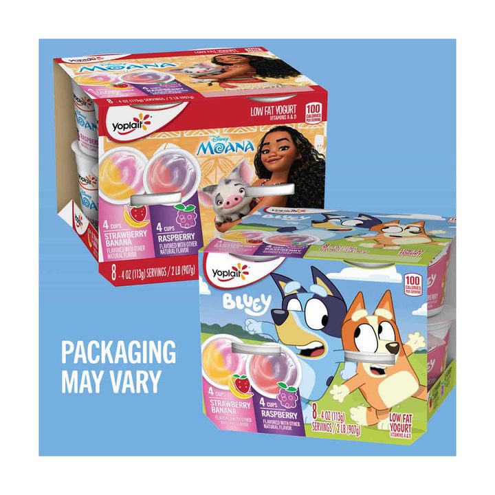 Yoplait Bluey Assorted Raspberry and Strawberry Banana Yogurt 4 oz. Cups, 8 pk — view 4