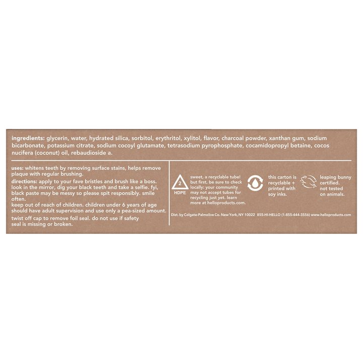 hello Epic Whitening Charcoal Fluoride Free Toothpaste, Fresh Mint, 4.0 Oz Tube — view 3