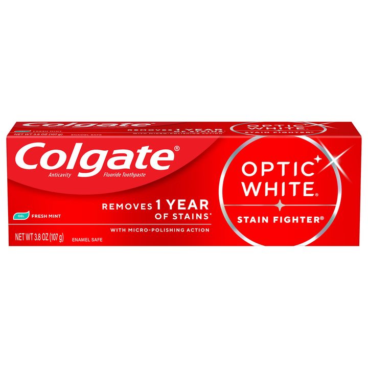 Colgate Optic White Stain Fighter Fresh Mint Teeth Whitening Anticavity Toothpaste Gel, 3.8 OZ — view 4