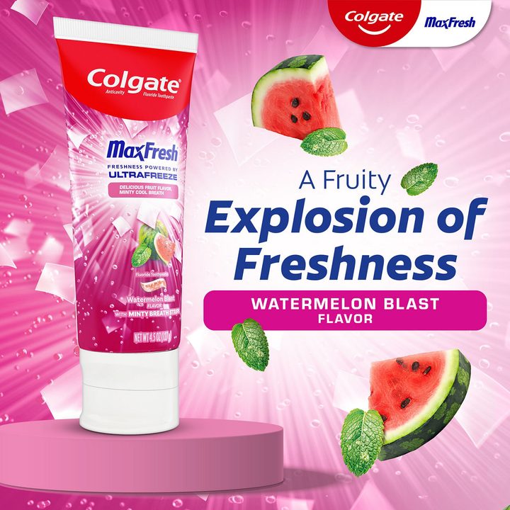 Colgate Max Fresh Anticavity Fluoride Toothpaste, Watermelon Blast with Mint, 4.5 oz. — view 3