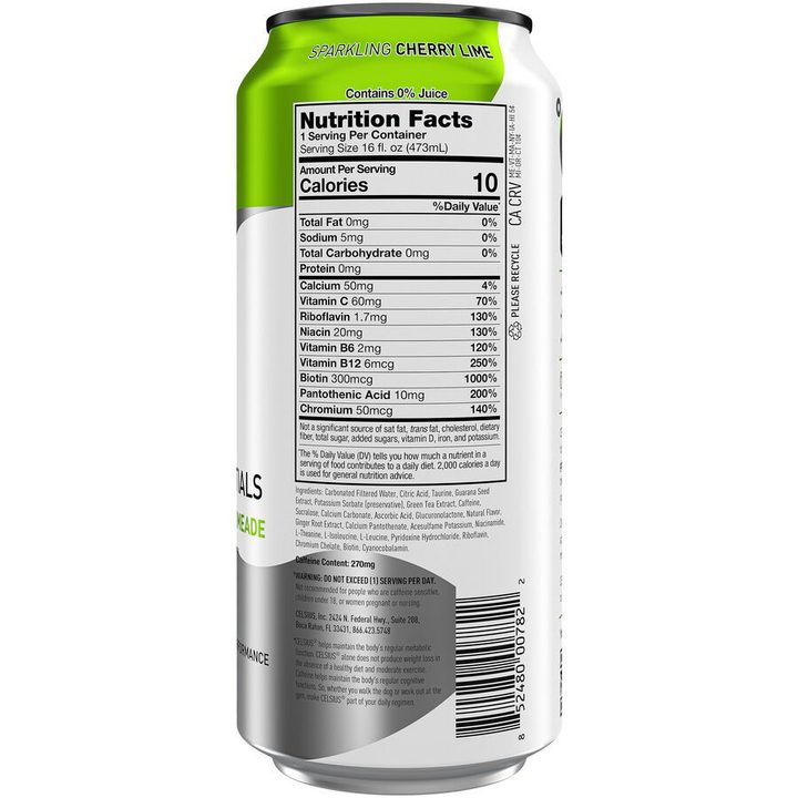 Celsius Live Fit Essentials Energy Drink Sparkling Cherry Limeade 16 Fl Oz — view 2