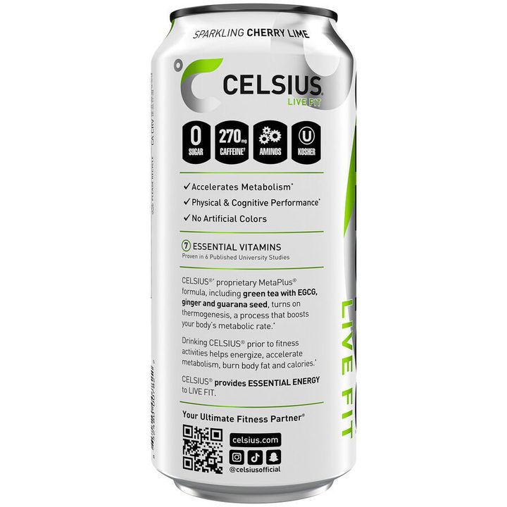 Celsius Live Fit Essentials Energy Drink Sparkling Cherry Limeade 16 Fl Oz — view 3