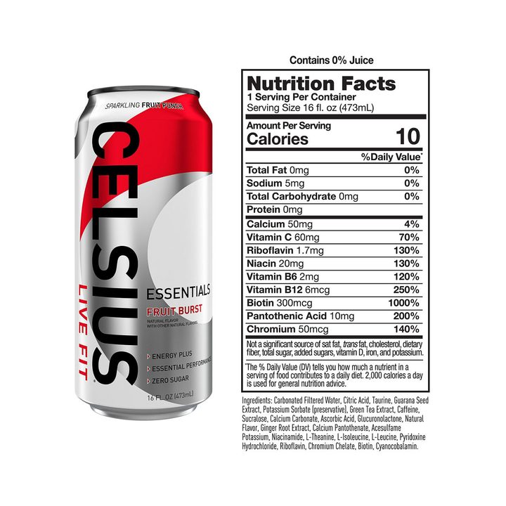Celsius Live Fit Essentials Energy Drink Sparkling Fruit Burst 16 Fl Oz — view 4