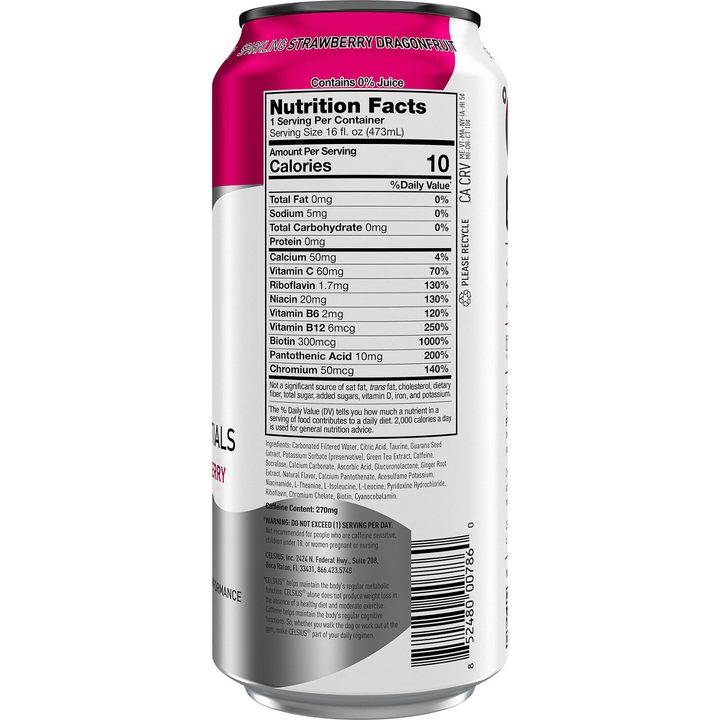 Celsius Live Fit Essentials Energy Drink Sparkling Strawberry Dragonfruit 16 Fl Oz — view 2